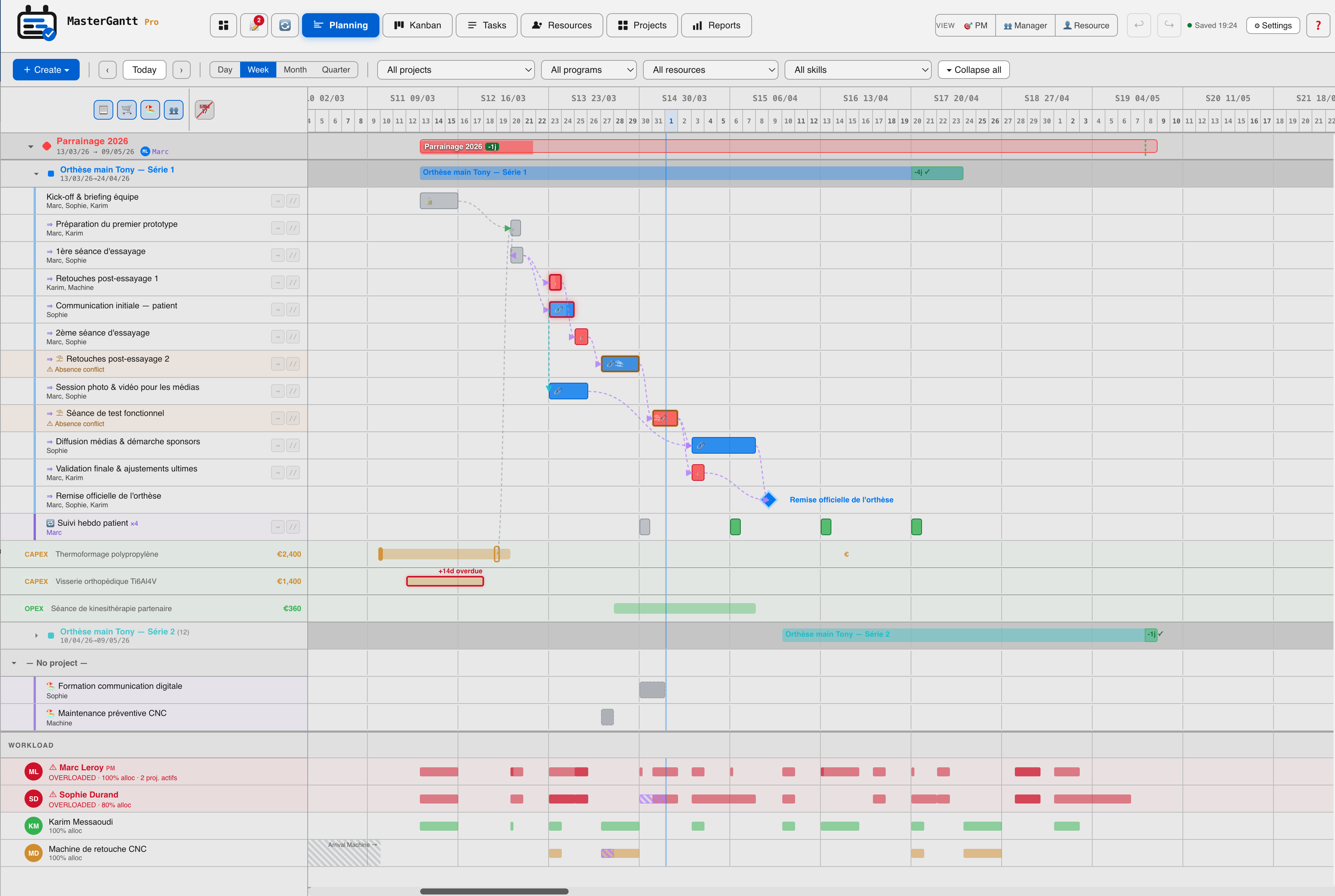 MasterGantt — Vista Planning Gantt (claro)